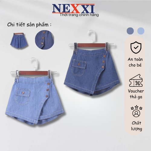 Quần Váy Jean 1 Túi Tà Kiểu Bé Gái Nexxi