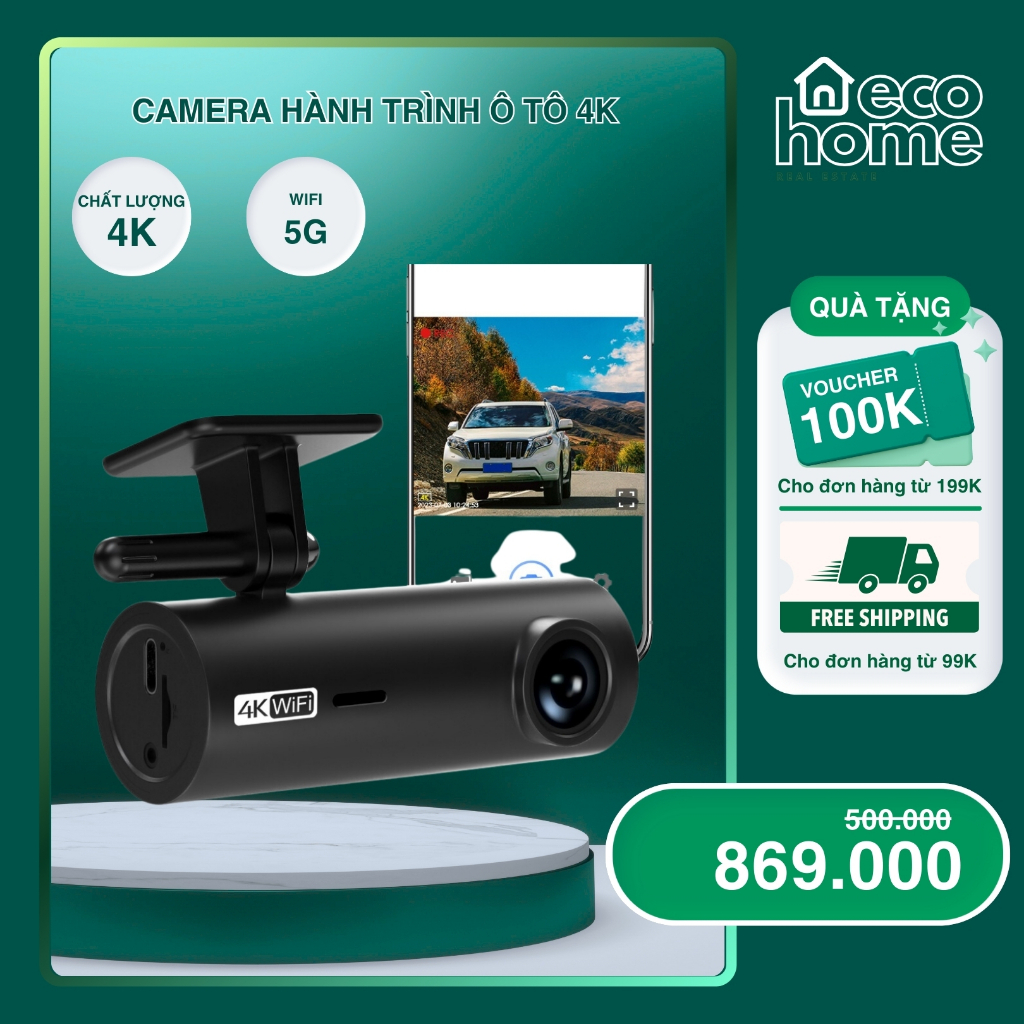 Camera Hành Trình Chính Hãng KAW 048G - Độ Phân Giải 4K, Góc Quay Rộng 170 Độ, Hỗ Trợ Quay Ban Đêm, Bảo Hành 12 Tháng