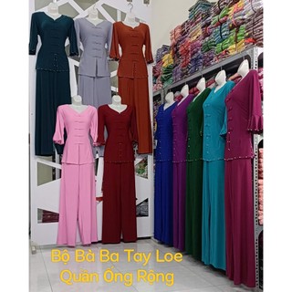 Bộ Bà Ba Tay Loe Quần Ống Rộng
