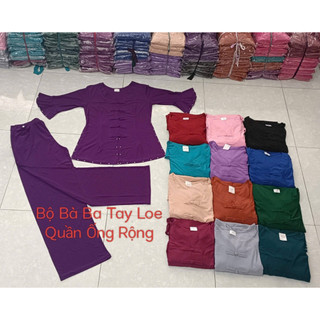 Bộ Bà Ba Tay Loe Quần Ống Rộng