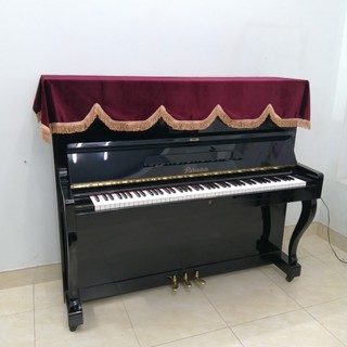 Khăn phủ đàn Piano nhung đỏ tua rua vàng sợi lớn cao cấp