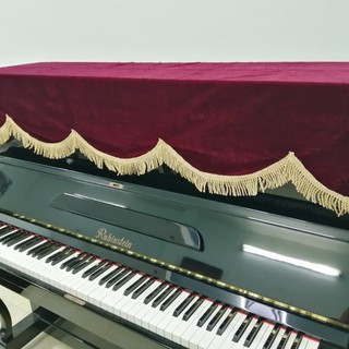 Khăn phủ đàn Piano nhung đỏ tua rua vàng sợi lớn cao cấp