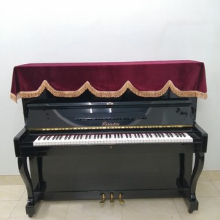 Khăn phủ đàn Piano nhung đỏ tua rua vàng sợi lớn cao cấp