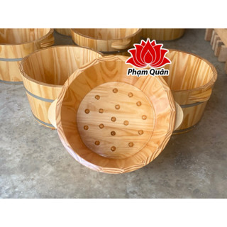 Chậu gỗ ngâm chân có hạt masage Loại 1, chậu ngâm chân gỗ thông nhập khẩu