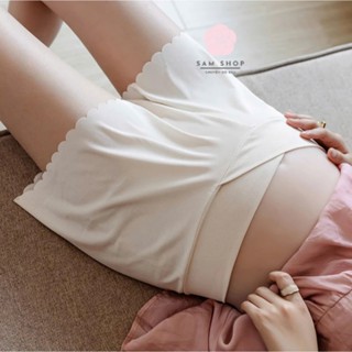 Quần đùi váy Su tăm lạnh ống xuông dáng rộng cho mẹ Bầu. Quần váy bầu co dãn , cạp chéo tiện lợi
