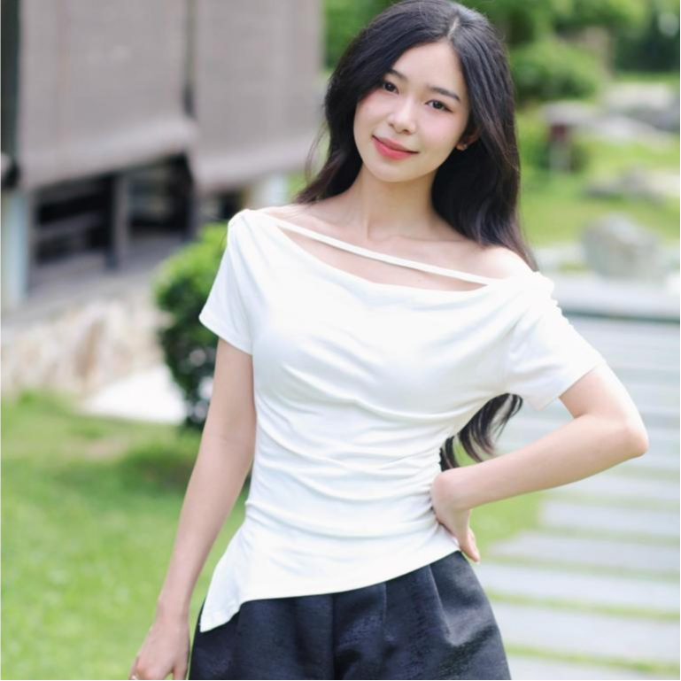 Áo Thun Cotton Giãn Cổ Đổ Ngắn Tay INNO, Áo Kiểu BIGSIZE Nhún Eo TA-184 | BigBuy360 - bigbuy360.vn