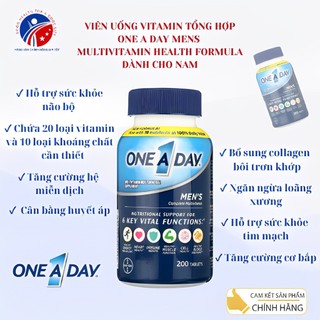 Viên Uống Vitamin Tổng Hợp One A Day Mens Multivitamin Health Formula 200 Viên Dành Cho Nam