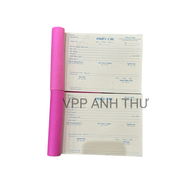 COMBO 5 CUỐN PHIẾU THU CHI 1 LIÊN MỎNG 40 TỜ