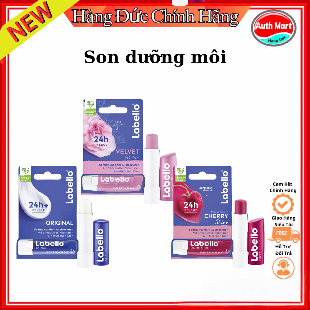 Son dưỡng môi chuyên sâu Labello, dưỡng ẩm giúp căng mọng, mềm mịn (Nội Địa Đức)