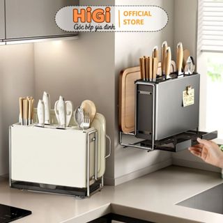 Kệ Để Dao Nhà Bếp Có Thể Treo Tường HiGi, Giá Đựng Dao Thớt Phòng Bếp Có Khay Thoát Nước
