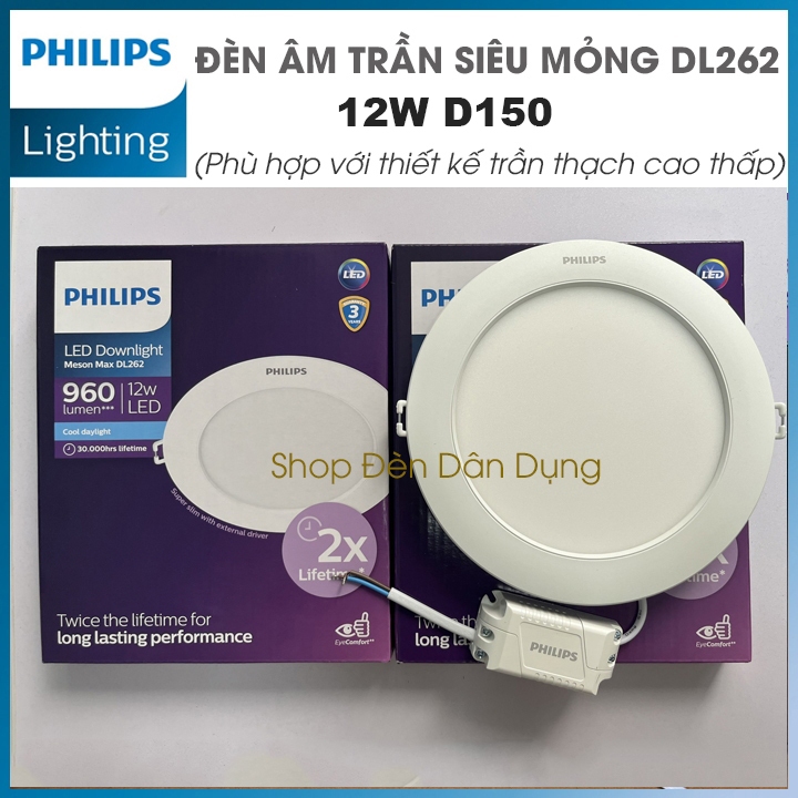 Đèn LED âm trần DL262 12W D150 - Siêu mỏng, phù hợp trần thạch cao thấp