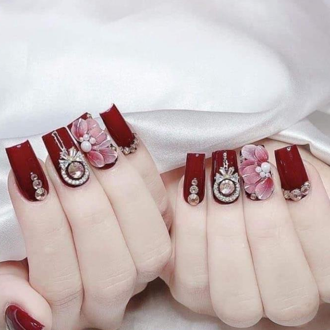 HOA BỘT NAIL-hoa nail tay-cúc ruby hoa nail tay