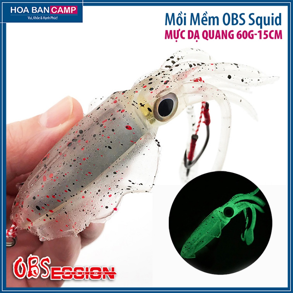 Mồi Mềm OBS Squid - Mực Dạ Quang | 60g-15cm