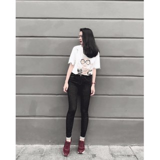 quần jean nữ ĐEN CHẤM MÀU muối tiêu đen lưng cao, quần bò nữ dáng dài chất xịn đai cao ôm tôn dáng