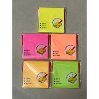 5 xấp Giấy note 5 màu dạ quang GS-04 kích thước 3x3, giấy note da lợn 5 lớp, giấy ghi chú
