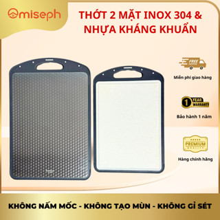 Thớt kháng khuẩn 2 mặt Inox 304 và nhựa lúa mạch Omiseph - chống nấm mốc bảo vệ sức khỏe