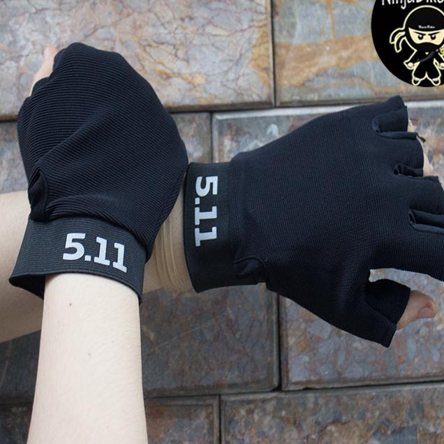 Găng tay 5.11 ngắn ngón đen, găng tay nam nữ che nắng bảo vệ tay khi lái xe