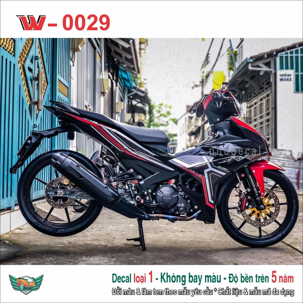 Tem rời Exciter 150 đen đỏ chỉ (11)