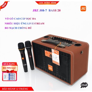  LOA KARAOKE BLUETOOTH VALI JBZ J08-7 TẶNG 2 MICRO VỎ GỖ CAO CẤP BỌC DA NHIỀU TÍNH NĂNG LIVESTREM BO MẠCH CHỐNG HÚ 