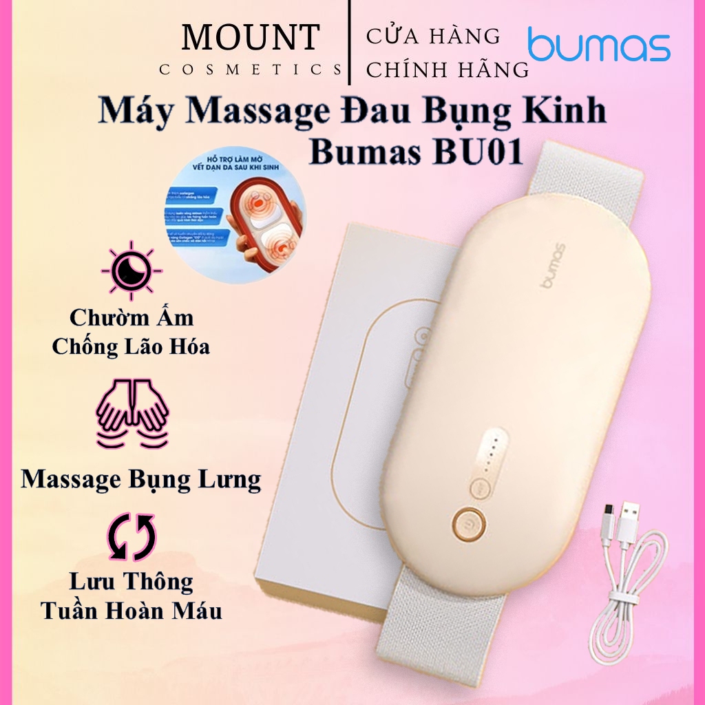 Đai Chườm Nóng, Máy Massage Giảm Đau Bụng Kinh BUMAS BU01 - Hỗ Trợ Chống Lão Hoá Da Sau Sinh Quà Tặn