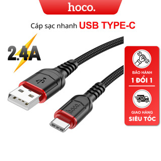 Dây sạc nhanh TYPE C Hoco cho Samsung Oppo Xiaomi Cáp bọc dù chống gãy gập dài 1m 2m