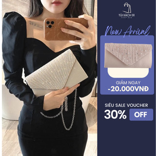 Túi ví cầm tay đính đá đi tiệc, túi bì thư sang trọng dành cho nữ phong cách thời trang HÀN QUỐC