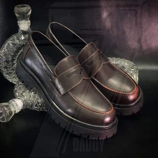 Giày DERBY CRUISER NÂU da Nam & Nữ đế CHUNKY tăng thêm 4,5cm chiều cao,đốc da đế đôn mũi tròn unisex38->43 |DG110-daduy|