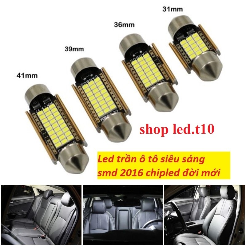 Festoon 15smd 2016, 1 bóng đèn led trần ô tô 31mm 36mm 39mm 42mm