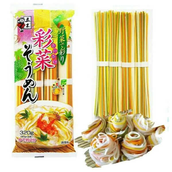 Mỳ Somen Ngũ Sắc Somen Itsuki 320g Cho Bé - Hòa Quyện Vị Ngọt Tươi Mới với Rau Củ Tươi Sống Nhật Bản