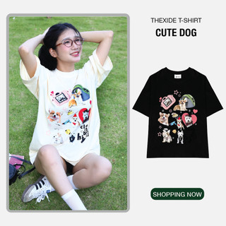 Áo Thun THE XIDE in hình NHỮNG CHÚ CHÓ CUTE Chính Hãng Unisex Form Rộng Oversize Premium Cotton 100% 270gsm