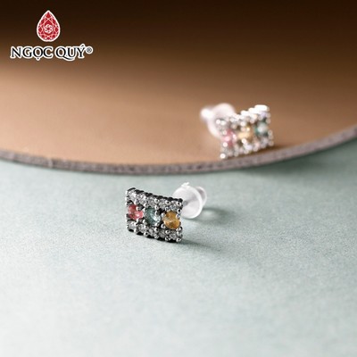 Bông tai Tourmaline tam tài 9x7mm - Ngọc Quý
