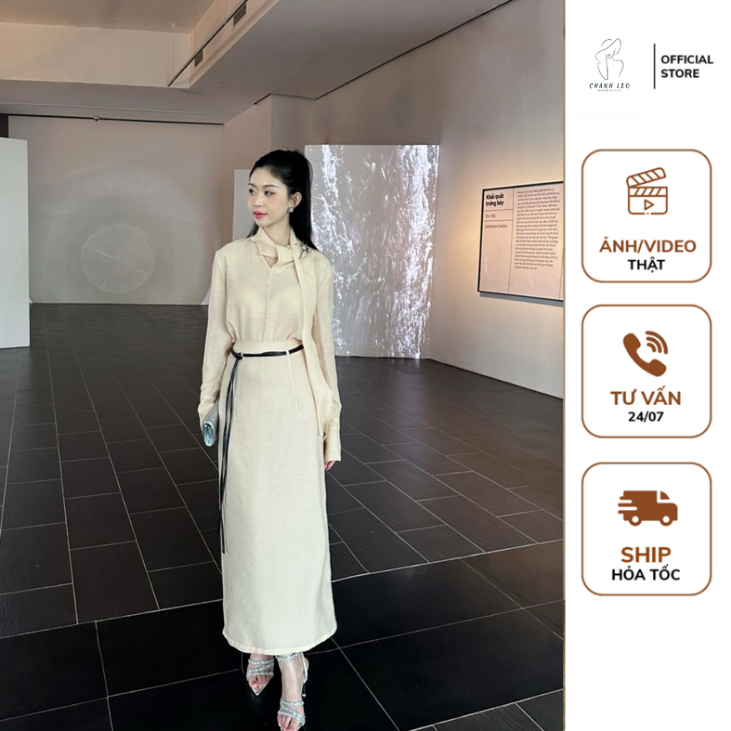 Set sơ mi cách điệu chân váy suông kèm đai Chanhleo Design - AV7838