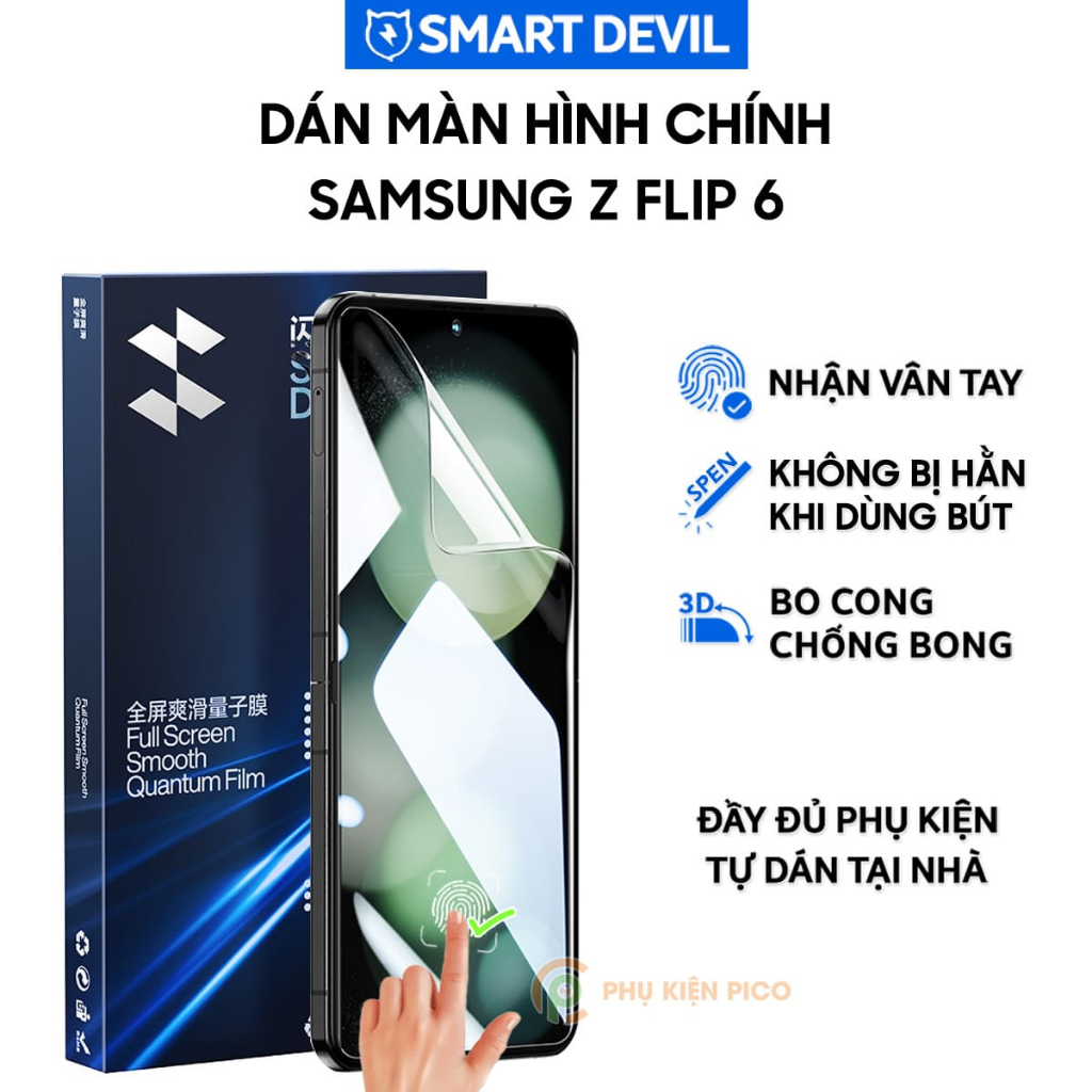 Dán màn hình Samsung Z Flip 6 PPF Smart Devil full màn hình chính dẻo trong suốt