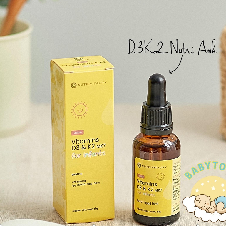 Vitamin D3 K2 MK7 NUTRIVITALITY VITAMINS của Anh quốc 30ml