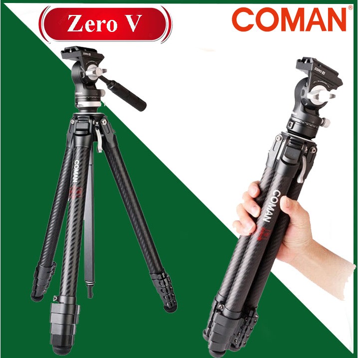 Chân máy ảnh Coman Zero V, Carbon - Đầu Ball quay
