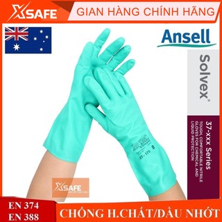 Găng tay chống hóa chất Ansell 37-175 chống dầu nhớt, lớp lót cotton thấm hút mồ hôi - tái sử dụng nhiều lần