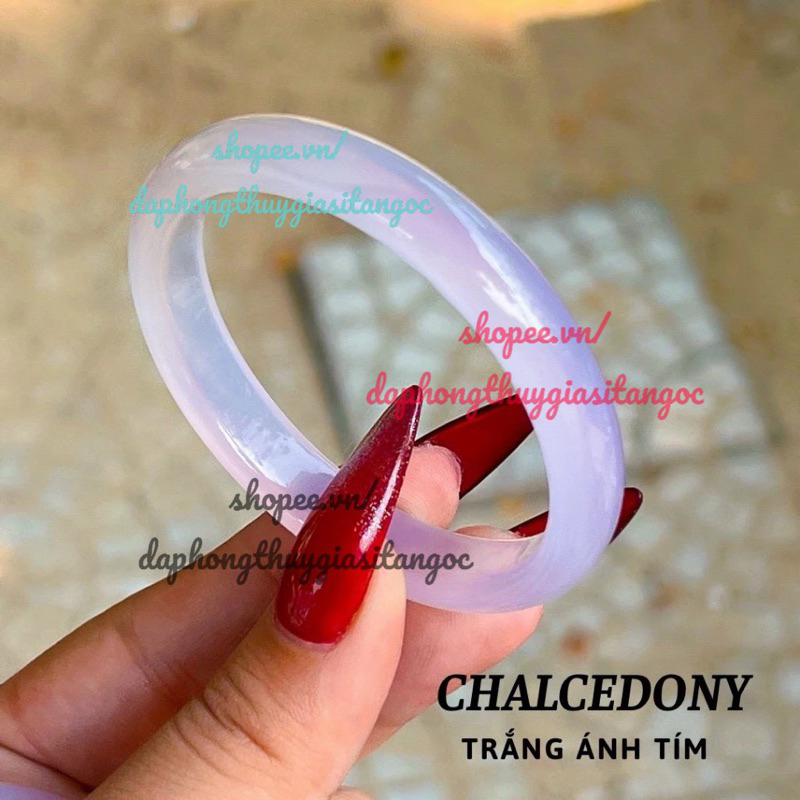 Vòng tay ma nao trắng ánh tím size 51-54mm siêu vip hàng kiểm định kèm hộp