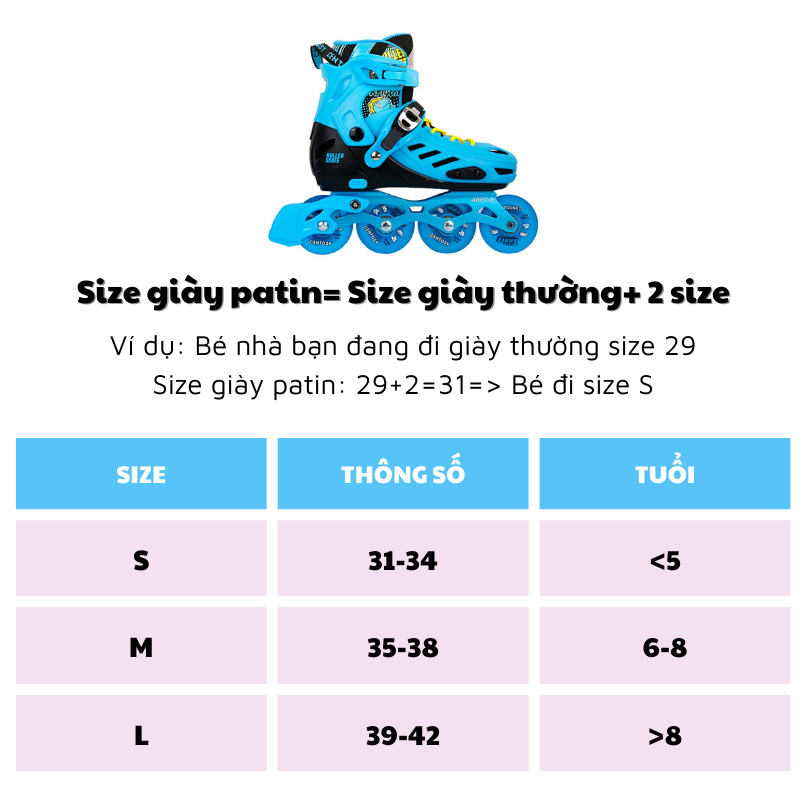 Giày trượt patin trẻ em Centosy Joy Kid CR5 - 8 bánh đèn, form chắc chắn - hàng chính hãng