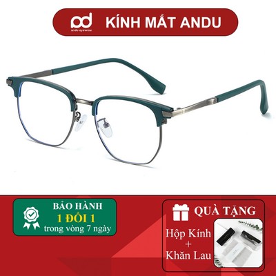 Gọng kính cận thời trang nam nữ ANDU EYEWEAR dáng brownline vuông chống tia UV chất liệu Titan 31243