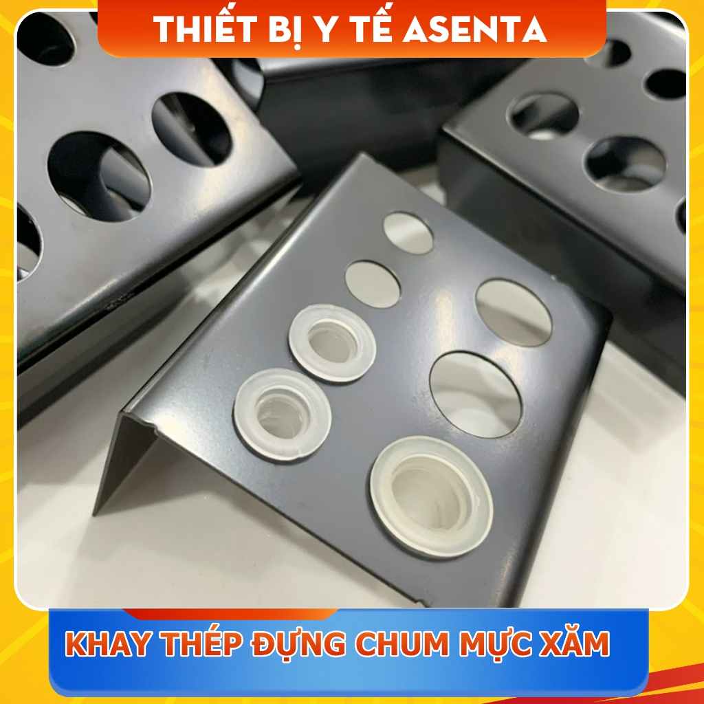 Khay thép đựng chum mực xăm - làm từ kim loại bền, đẹp, rắn chắc