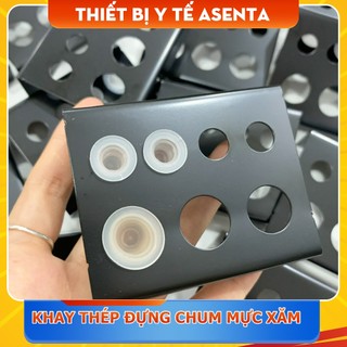 Khay thép đựng chum mực xăm - làm từ kim loại bền, đẹp, rắn chắc