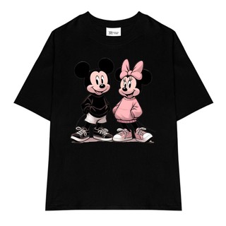 Áo thun The Xide unisex hình in CẶP ĐÔI MICKEY HỒNG form rộng chất cotton 2 chiều co giãn định lượng 260gsm