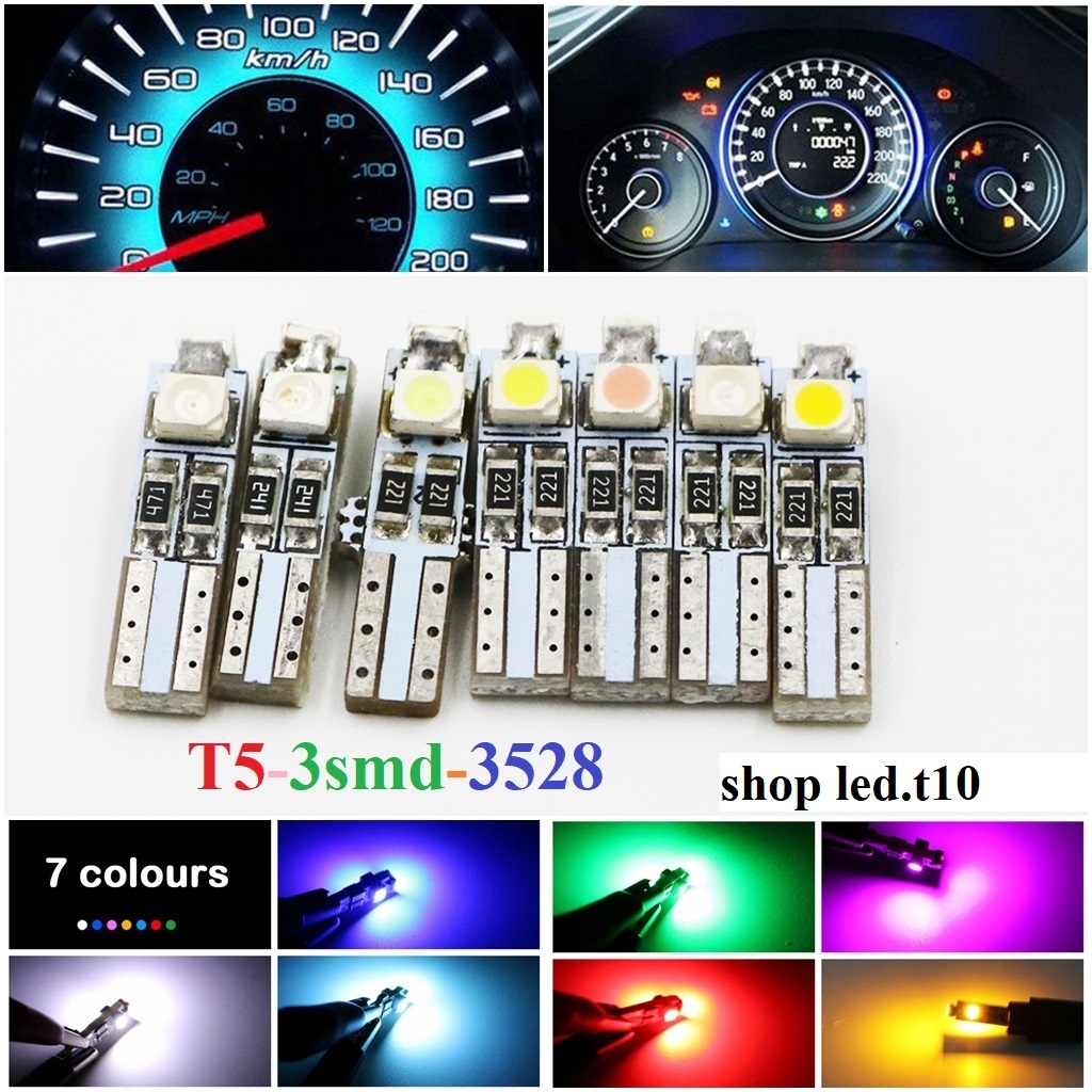 1 bóng đèn LED T5 3smd 3528 siêu sáng cho đèn báo, đồng hồ ô tô xe máy