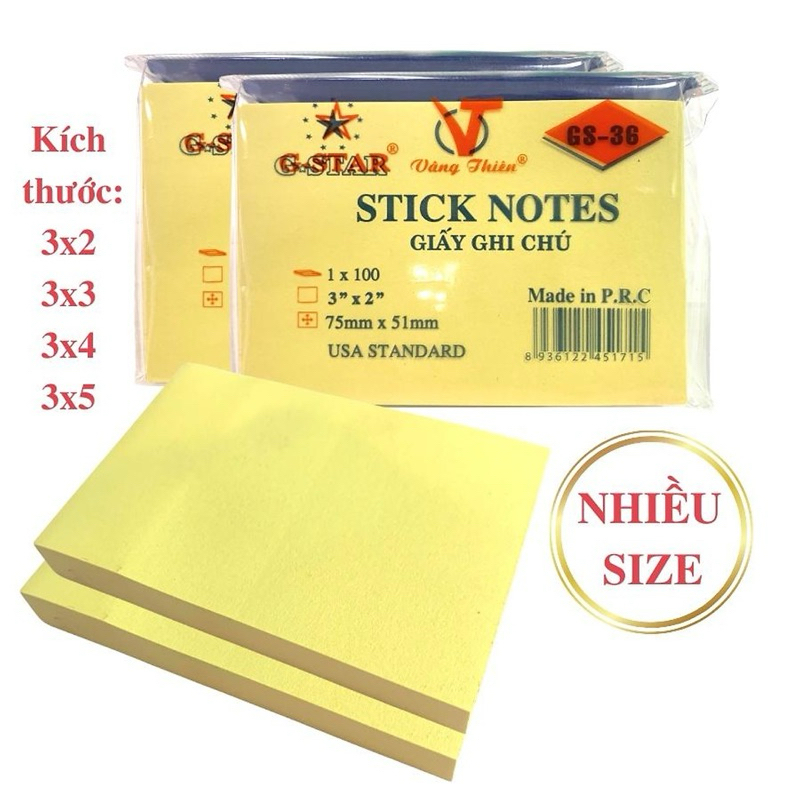 COMBO 2 XẤP GIẤY NOTE GHI CHÚ ĐỦ SIZE GSTAR