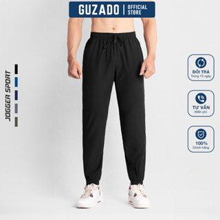 Quần vải quần ống bo GUZADO, mềm nhẹ cạp chun co giãn, Jogger nam vải gió, ráo, thoáng GDC02