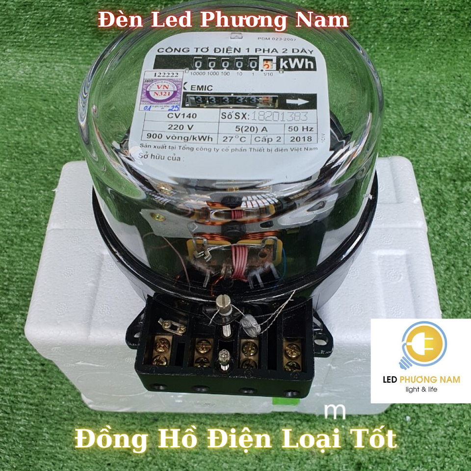 Công tơ điện 1 pha 2 dây, đồng hồ đo điện có kiểm định GELEX- EMIC 5(20)A