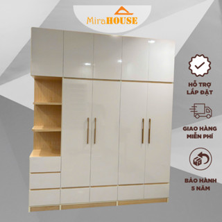 Tủ Nhựa Đài Loan - Tủ 4 Buồng Có Kệ Trang Trí cao 2m4 dài 2m02 sâu 47cm. MIRA HOUSE miễn phí lắp đặt
