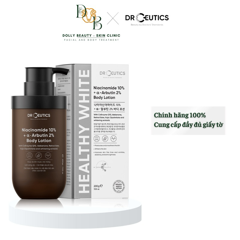 [DRCEUTICS] Kem body dưỡng trắng da NIACINAMIDE 10% + α – ARBUTIN 2% BODY LOTION