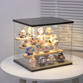 Tủ Trưng Bày Mô Hình Màu Xi Măng, Nước Hoa, Lego, ằng Mica kết hợp với gỗ cao cấp Hộp Kính Mika Trong Suốt