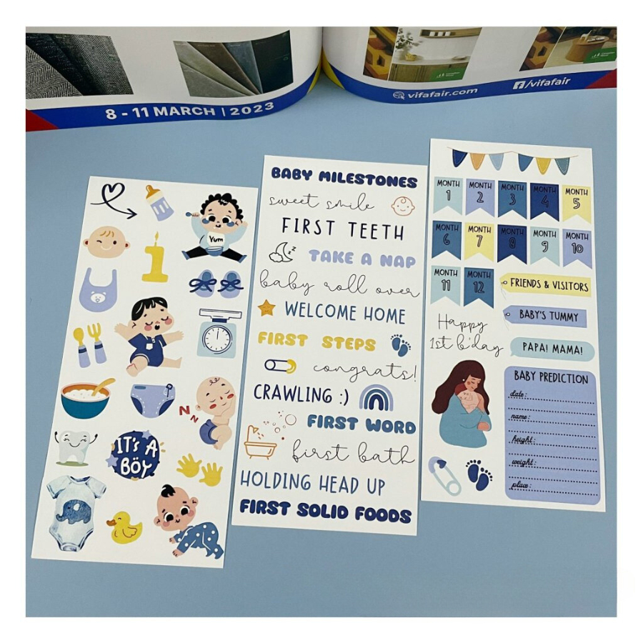Sticker tự cắt dán HÀNH TRÌNH 1 TUỔI trang trí album/scrapbook MẸ VÀ BÉ